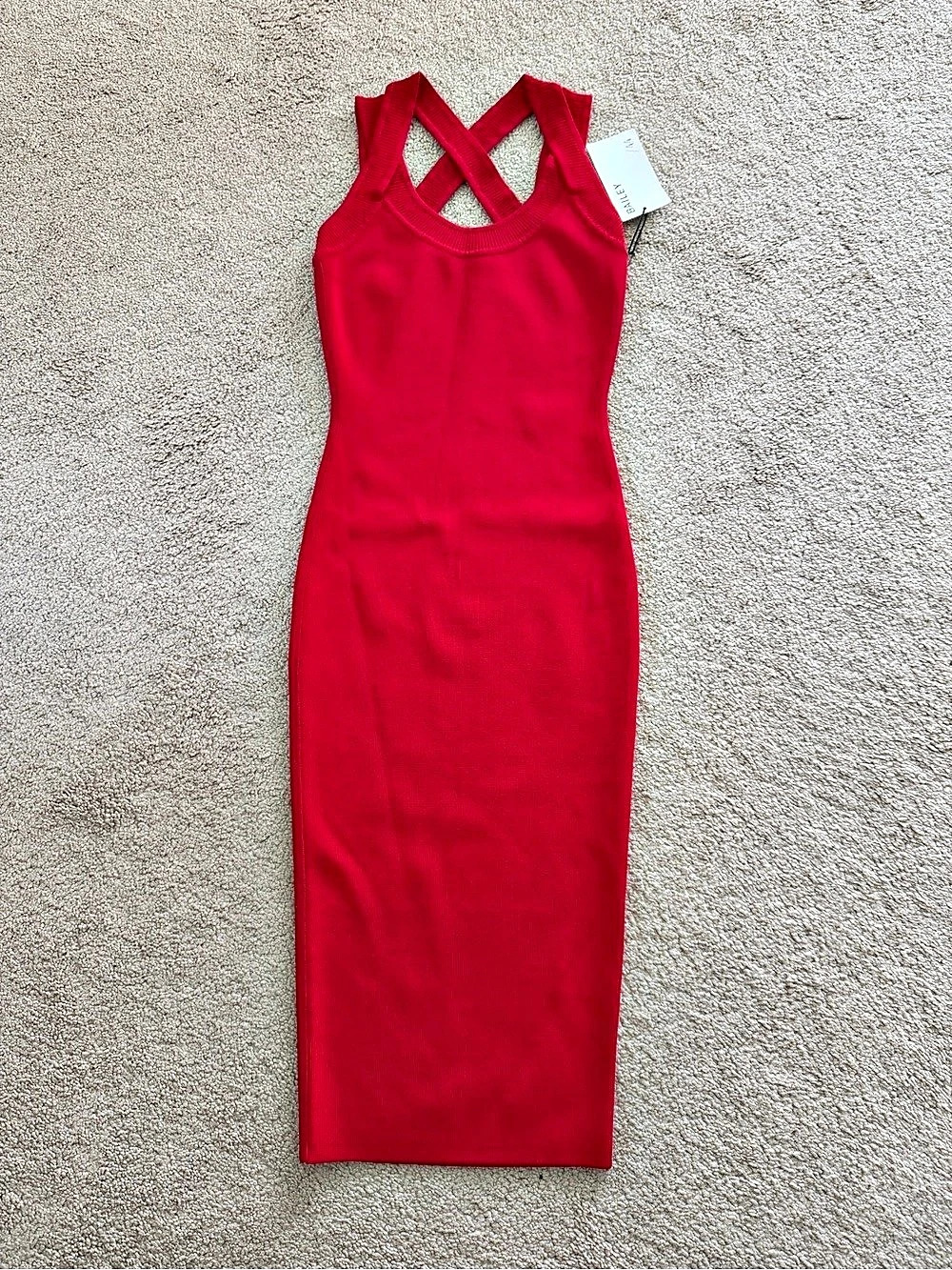 Bailey/44 Red Cross-Back Midi Dress Size XS NWT